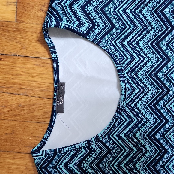 Pime Womens Large Zigzag Teal Dress - Picture 3 of 5